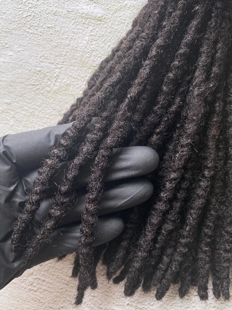 Textured Human Hair Loc Extensions-Natural Black Color