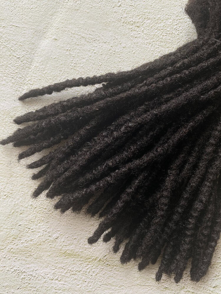 Textured Human Hair Loc Extensions-Natural Black Color