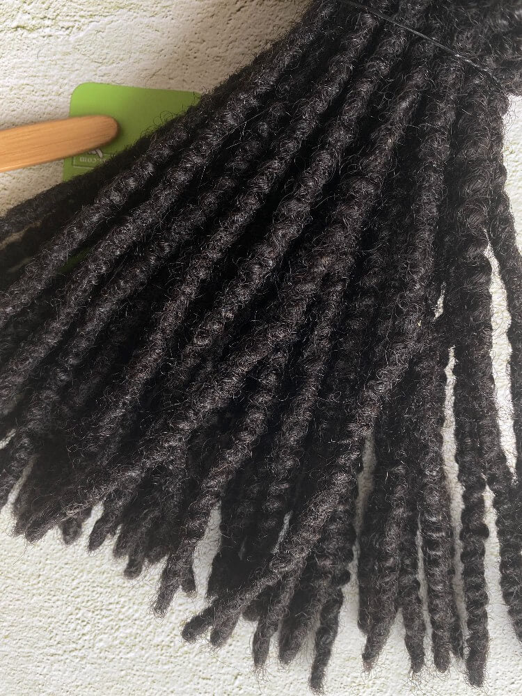 Textured Human Hair Loc Extensions-Natural Black Color