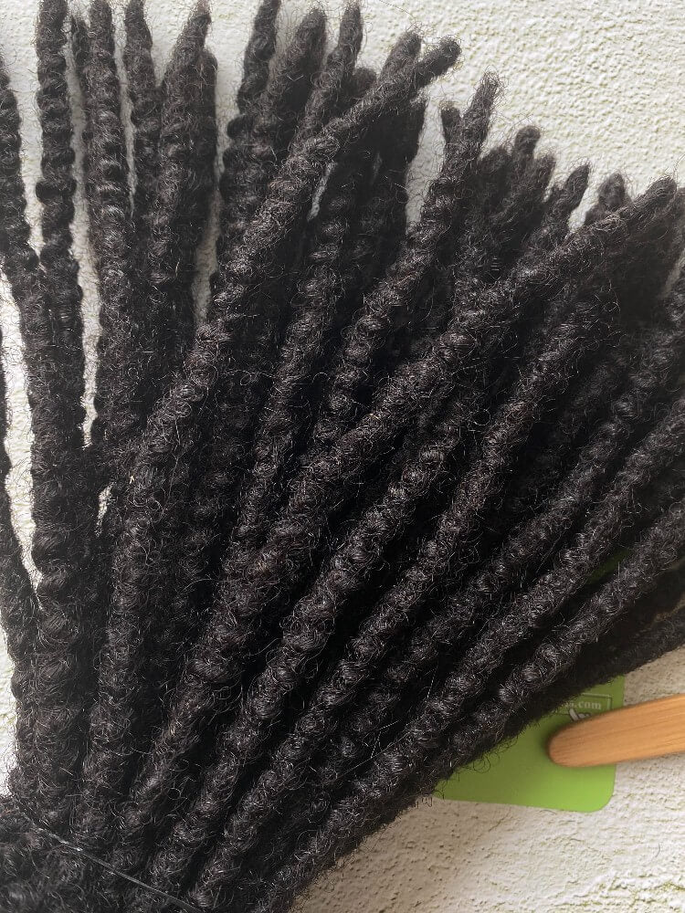 Textured Human Hair Loc Extensions-Natural Black Color