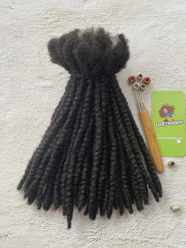 Textured Human Hair Loc Extensions-Natural Black Color