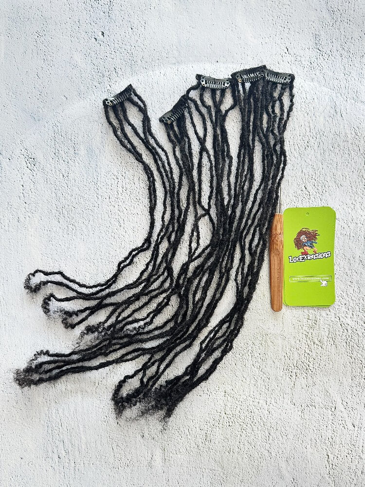 0.2cm Sisterlocks  Curly ends Clip-in Extensions | 100% Human Hair ｜5 Locs per Clip