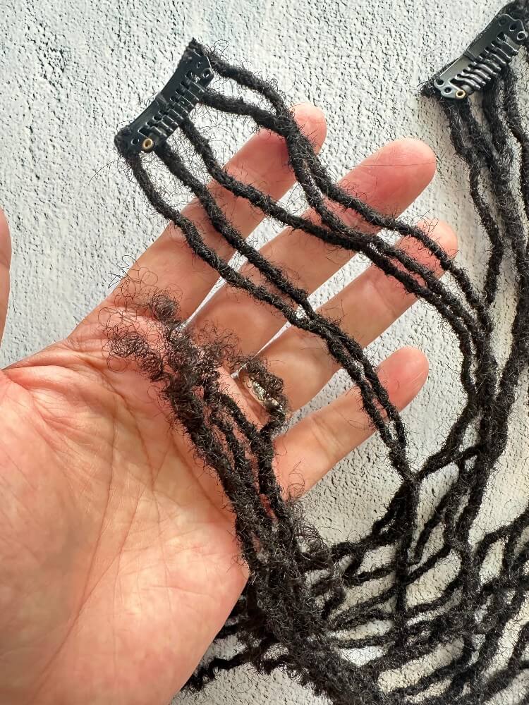 0.2cm Sisterlocks  Curly ends Clip-in Extensions | 100% Human Hair ｜5 Locs per Clip