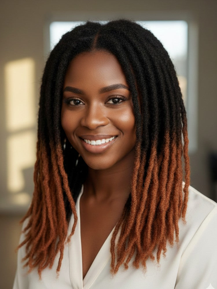 Coil Tips Anwi Textured Human Hair Loc Extensions-Ombre Color (T1B/30)