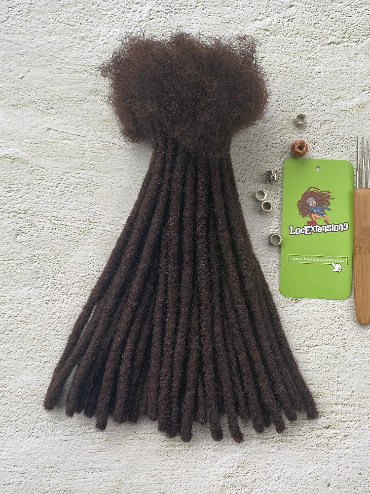 100% Human Hair Loc Extensions -Color #2- Dark Brown Color