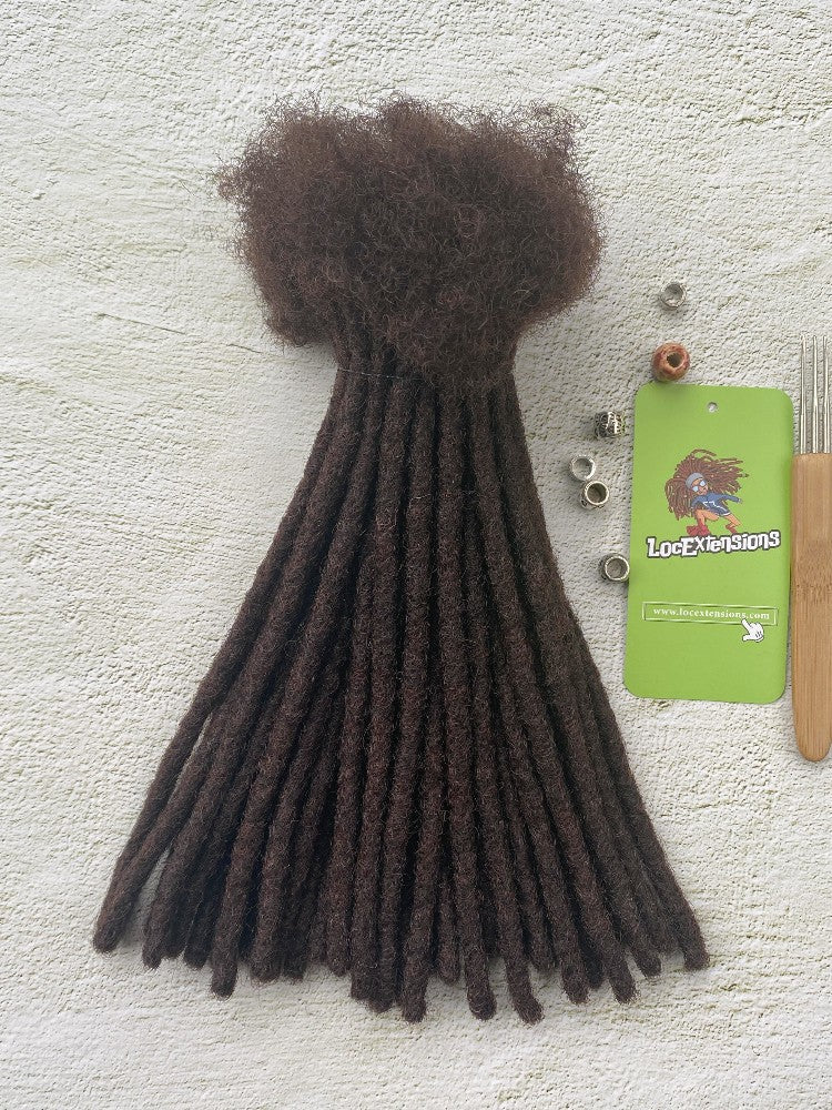 100% Human Hair Loc Extensions -Color #2- Dark Brown Color