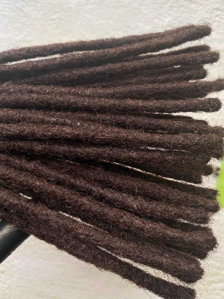 100% Human Hair Loc Extensions -Color #2- Dark Brown Color