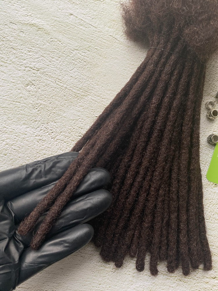 100% Human Hair Loc Extensions -Color #2- Dark Brown Color