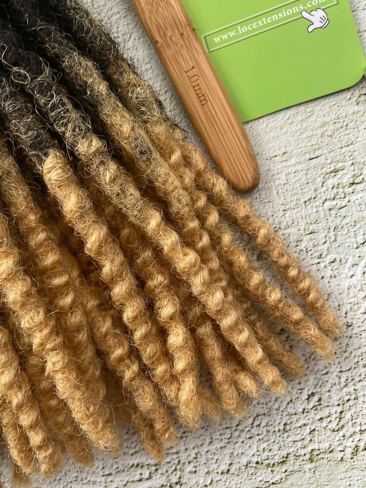 Textured Human Hair Loc Extensions- Honey Blonde Tips Color (T1B/27)