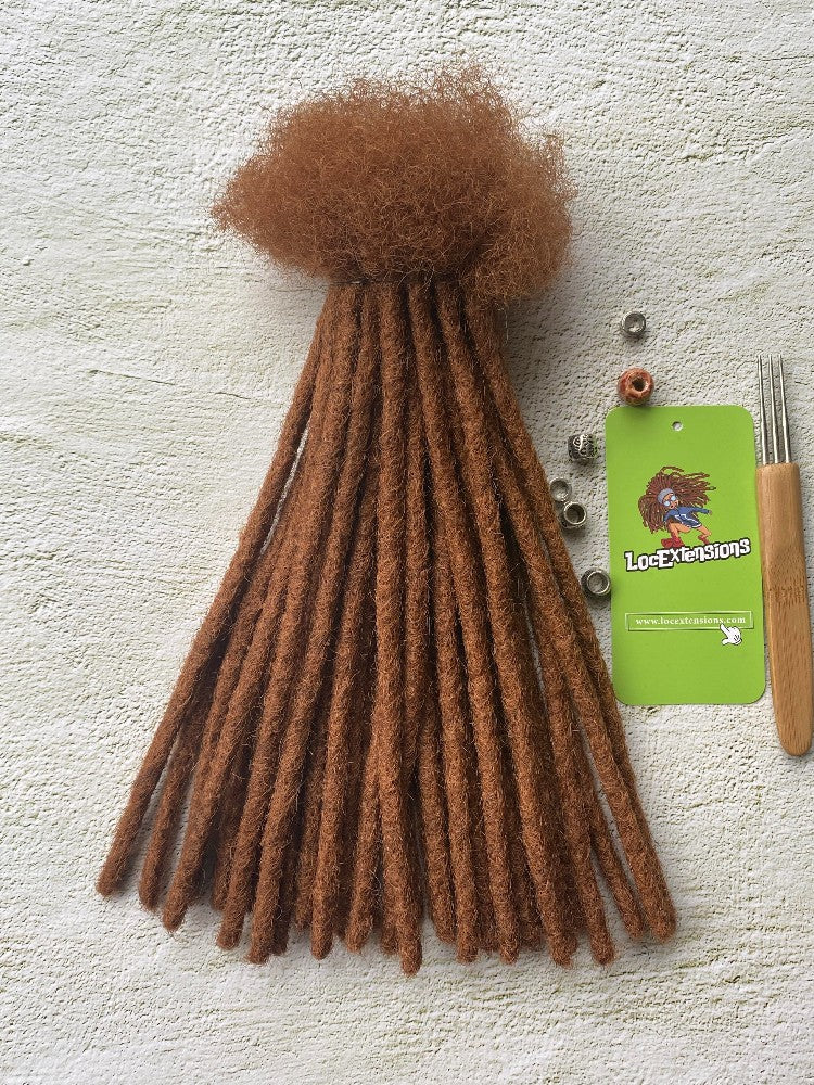 Caramel Brown 100% Human Hair Dreadlock Extensions Handmade Locs 