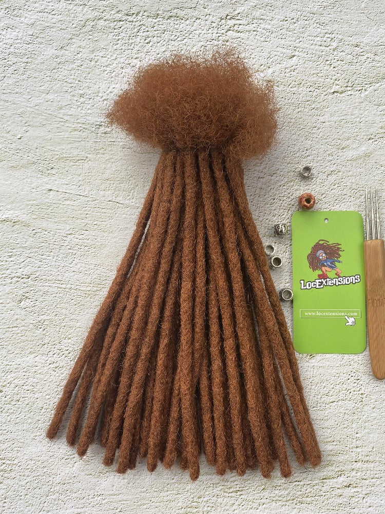 Caramel Brown 100% Human Hair Dreadlock Extensions Handmade Locs 