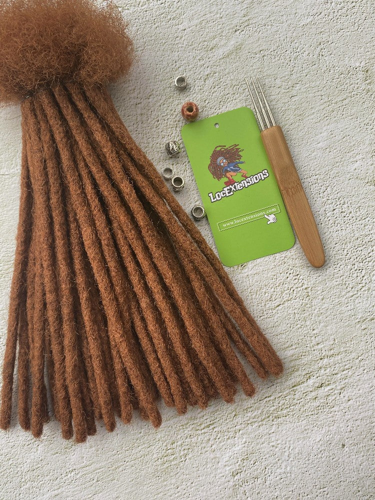 Caramel Brown 100% Human Hair Dreadlock Extensions Handmade Locs 