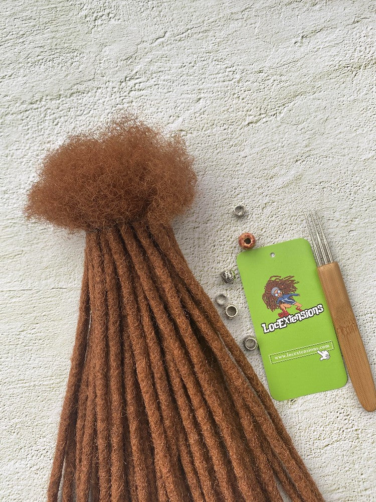 Caramel Brown 100% Human Hair Dreadlock Extensions Handmade Locs 