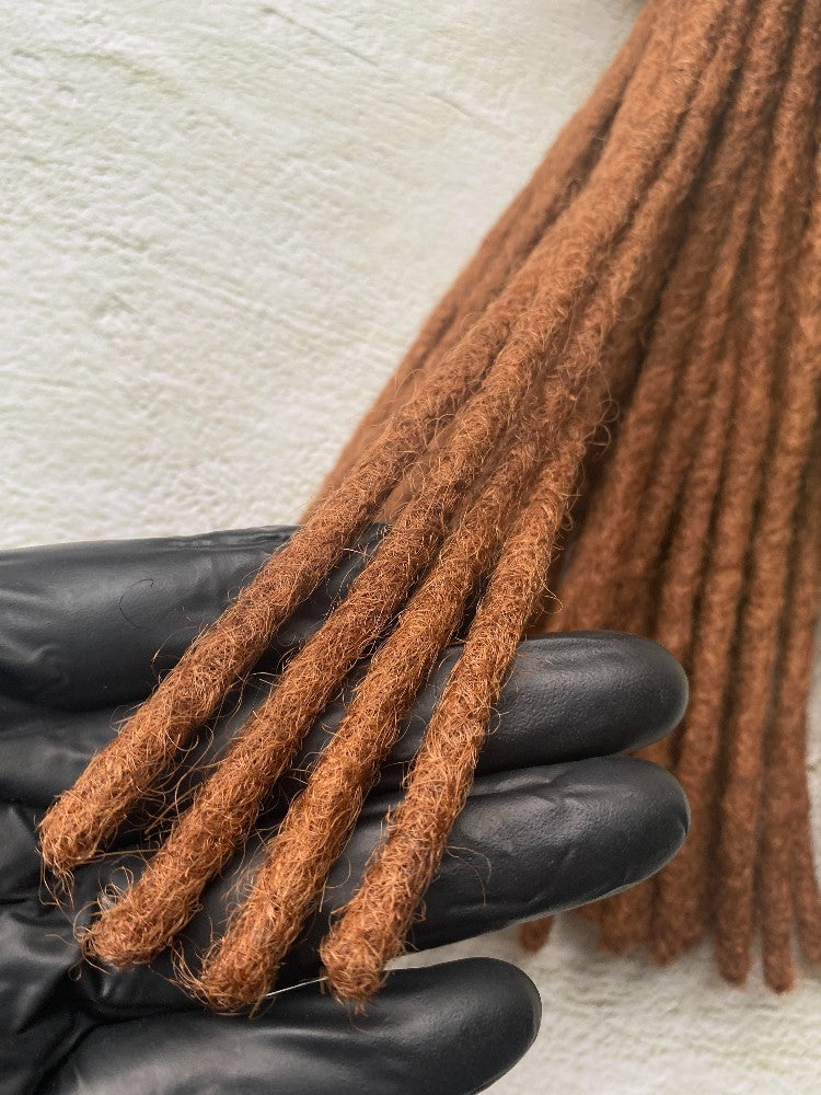 Caramel Brown 100% Human Hair Dreadlock Extensions Handmade Locs 