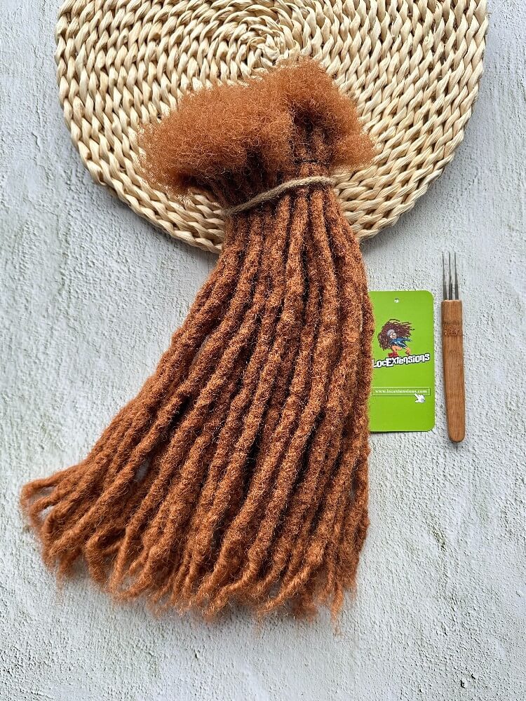 Coil Tips Anwi Textured Human Hair Loc Extensions-Color 30 Camel Brown