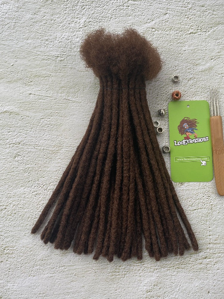 Medium Brown (#4) Human Hair Dreadlock Extensions Handmade Locs