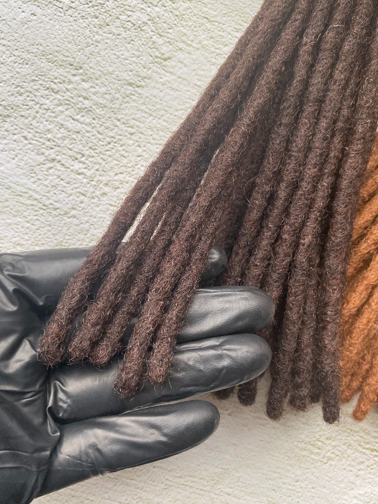 Medium Brown (#4) Human Hair Dreadlock Extensions Handmade Locs