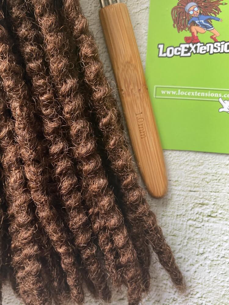 Textured Human Hair Loc Extensions- Medium Brown Color(#4)