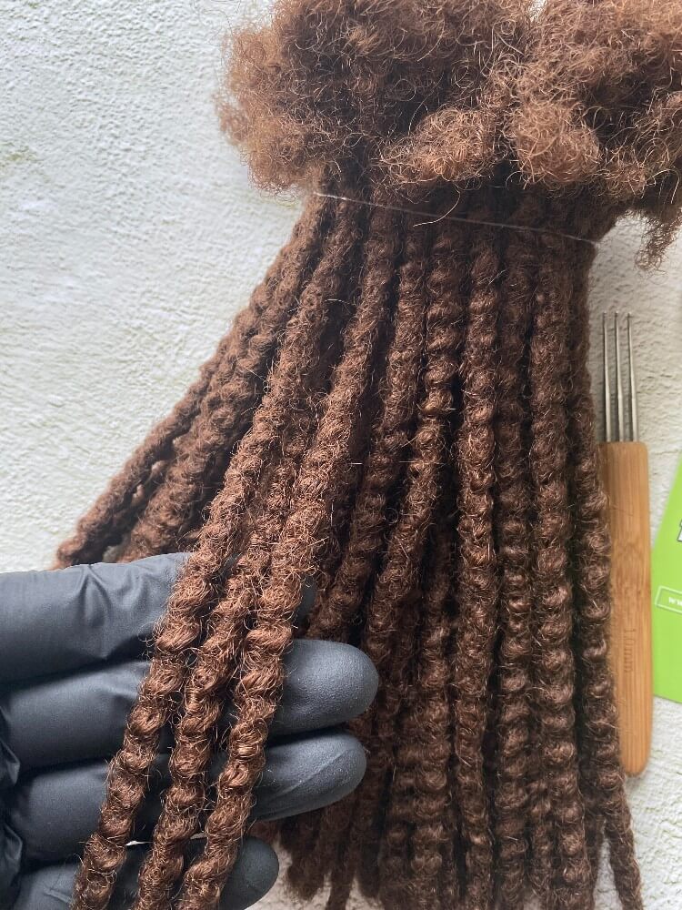 Textured Human Hair Loc Extensions- Medium Brown Color(#4)