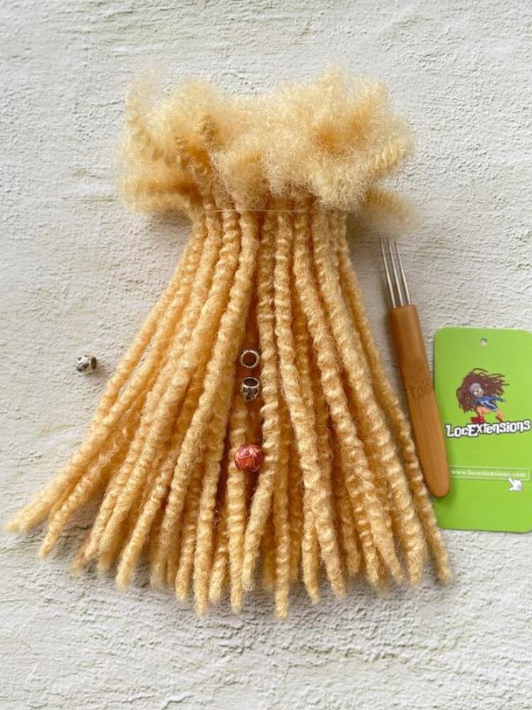 Textured Human Hair Loc Extensions-613 Blonde Color