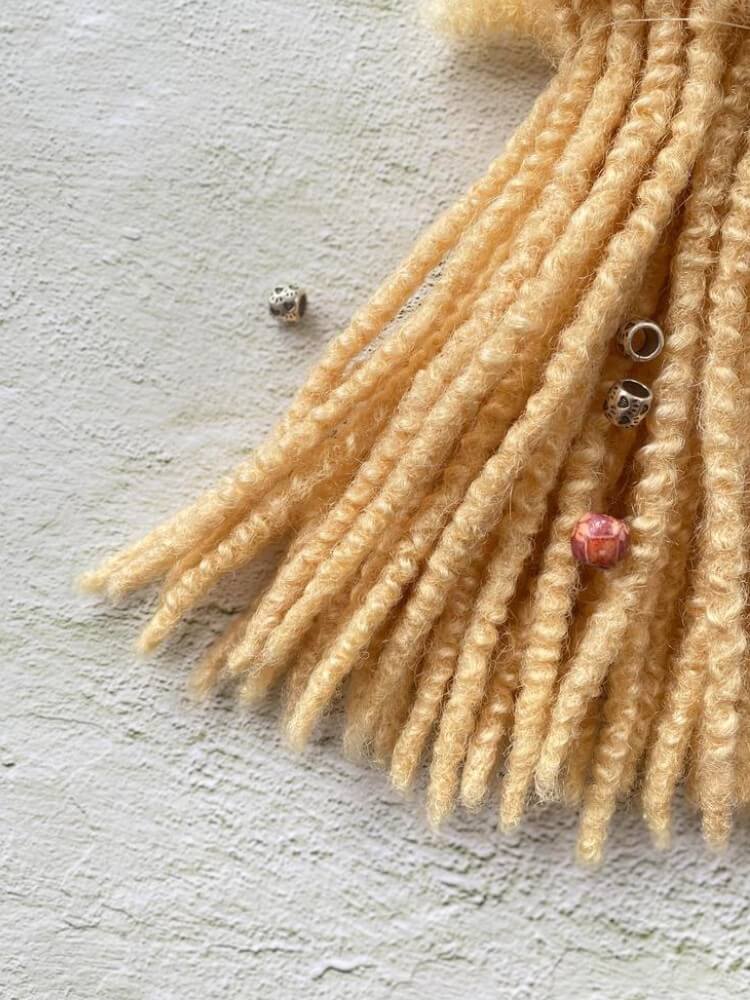 Textured Human Hair Loc Extensions-613 Blonde Color