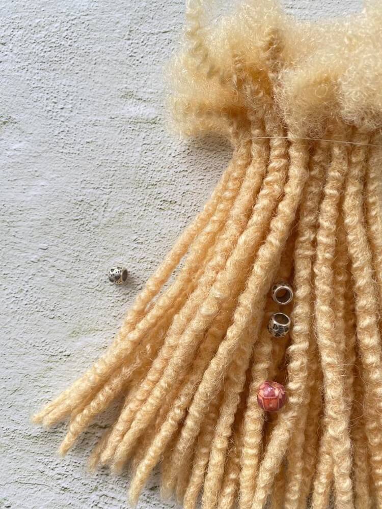 Textured Human Hair Loc Extensions-613 Blonde Color