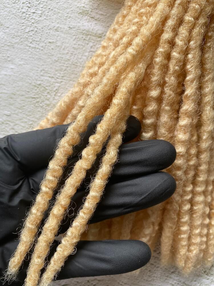 Textured Human Hair Loc Extensions-613 Blonde Color