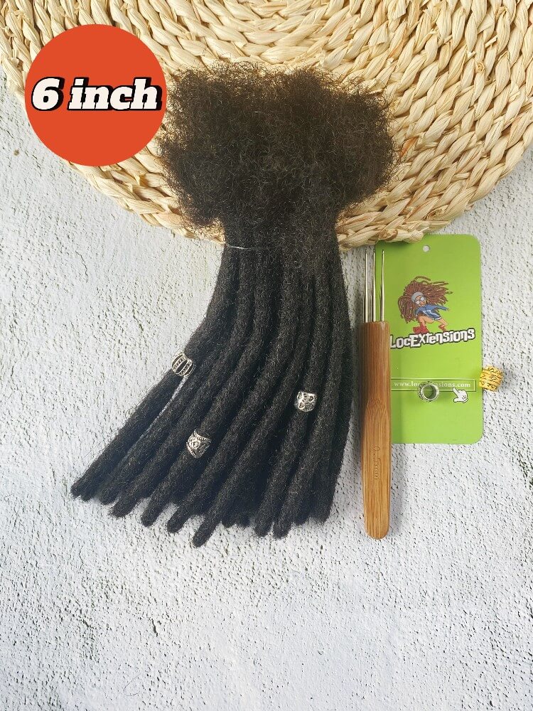 Handmade 6 Inch Loc Extensions Human Hair Natural Black