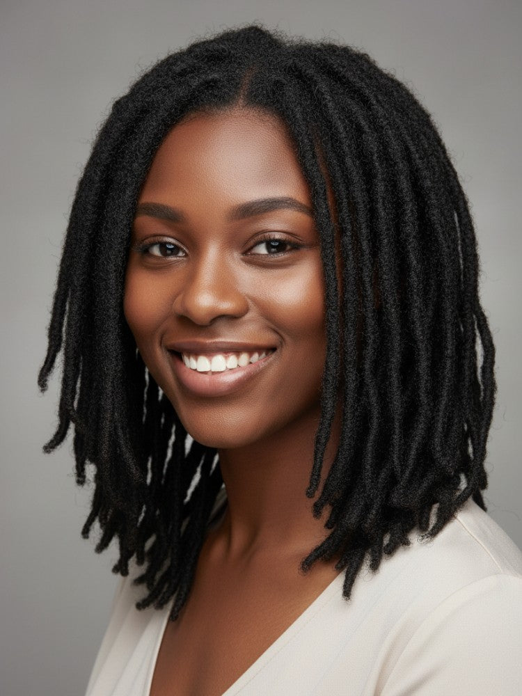 Handmade 6 Inch Loc Extensions Human Hair Natural Black 0.4,0.6,0.8cm Locs (Immediate Shipping)