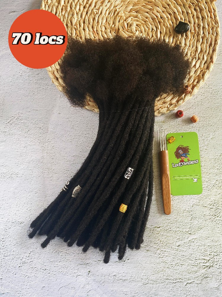 Pre-Made Handmade Human Hair Dreadlock Extensions - LocE-PL