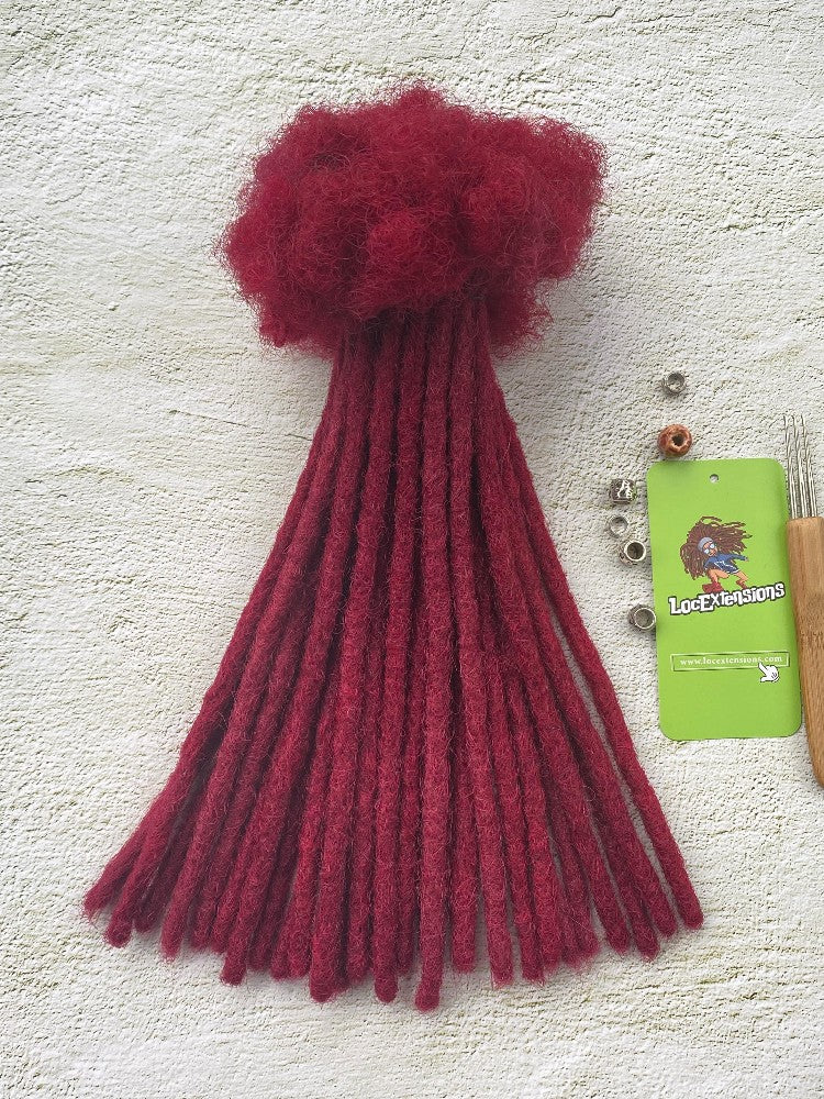 Burgundy Handmade Real Human Hair Dreadlock Extensions