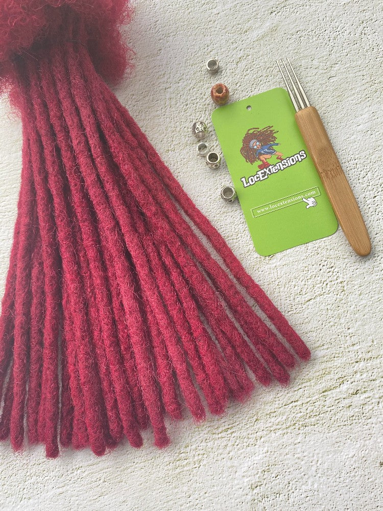 Burgundy Handmade Real Human Hair Dreadlock Extensions