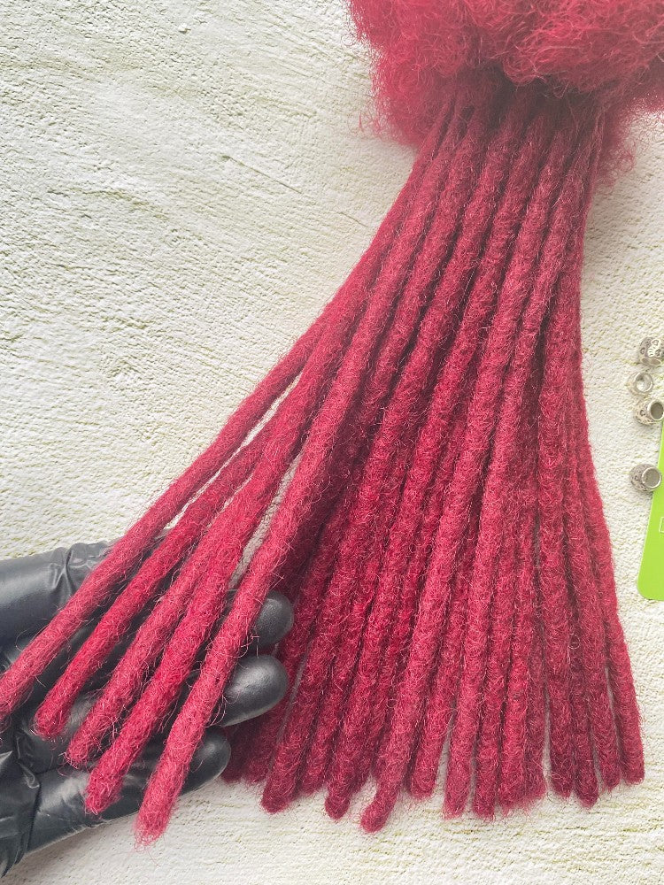 Burgundy Handmade Real Human Hair Dreadlock Extensions