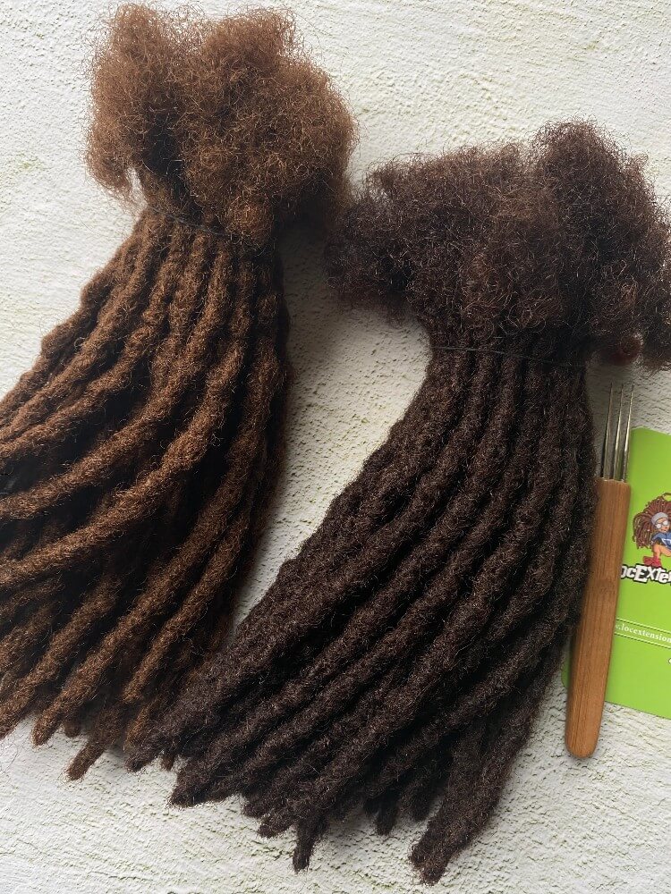 Anwi Textured Human Hair Loc Extensions - Color 2 Dark Brown &amp; Color 4 Medium Brown-0