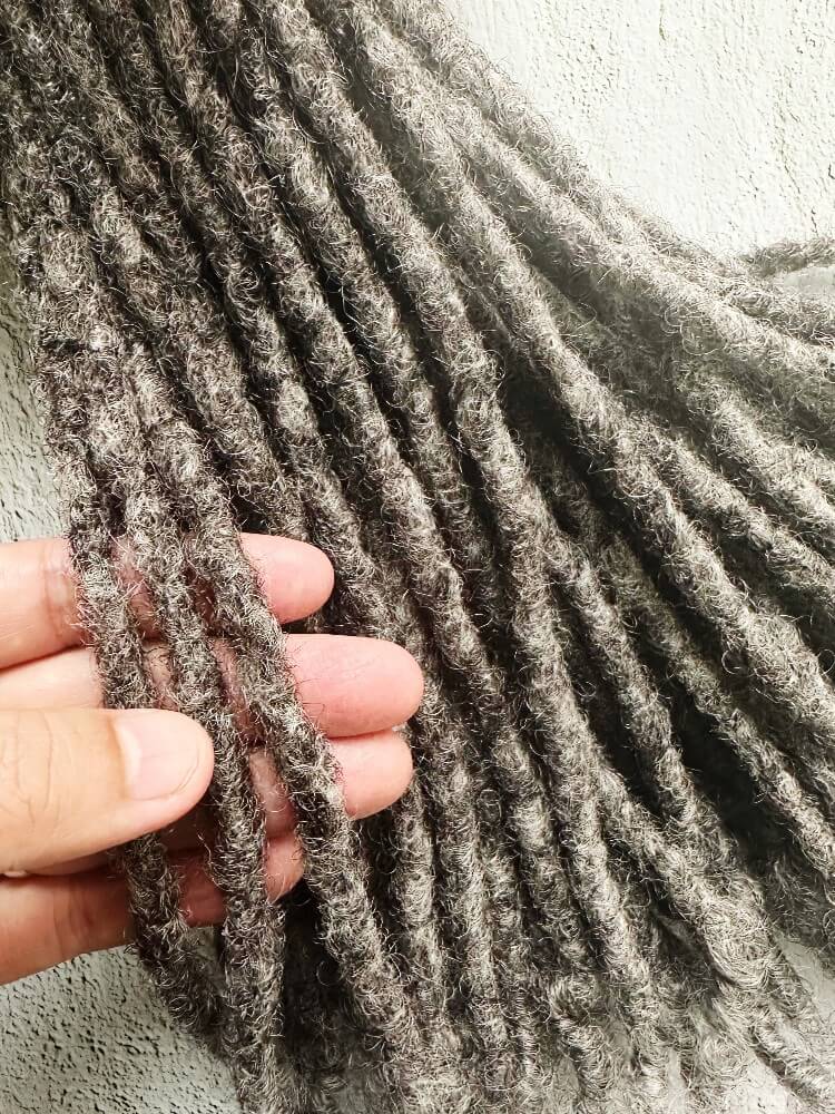 Anwi Textured Salt & Pepper Human Hair Loc Extensions with Coiled Tips (4-20 Inches)