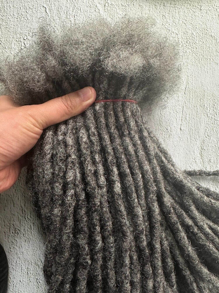 Anwi Textured Salt & Pepper Human Hair Loc Extensions with Coiled Tips (4-20 Inches)