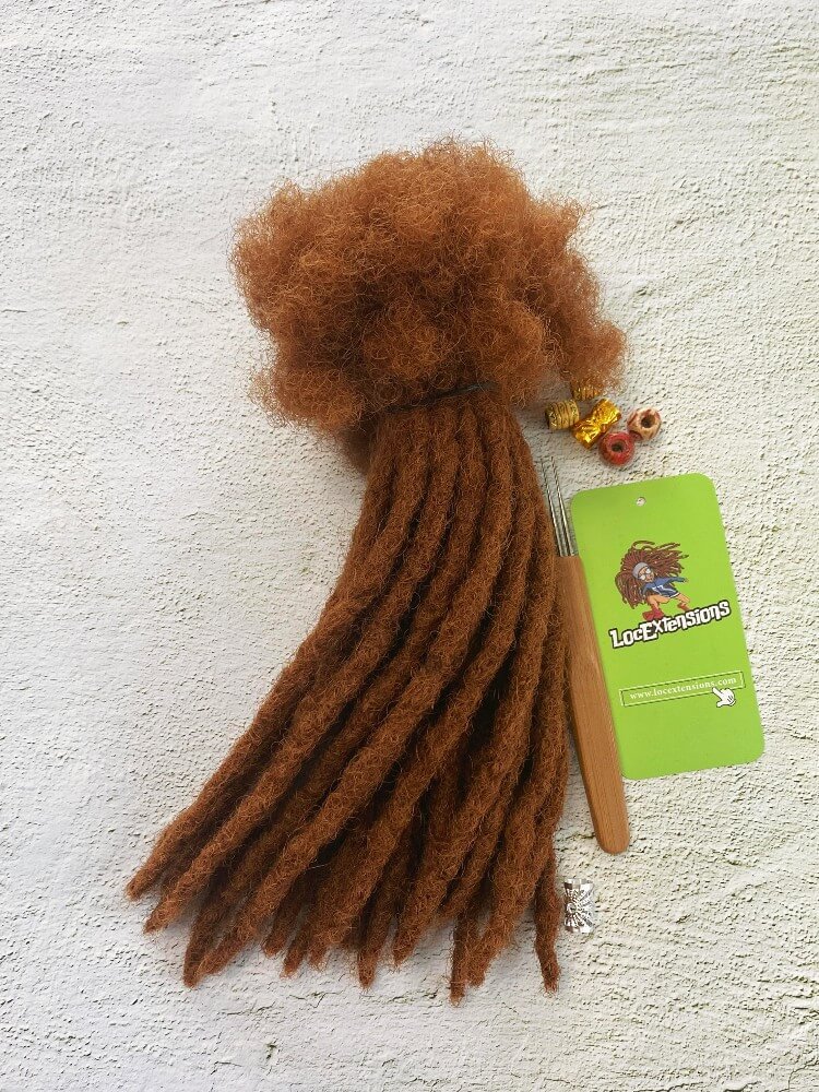 Anwi Textured Interlocked Human Hair Loc Extensions (Caramel Brown Color)