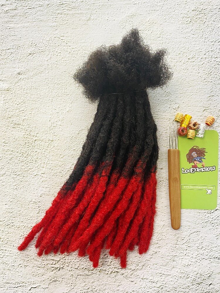 Anwi Textured Interlocked Human Hair Loc Extensions (red tips)