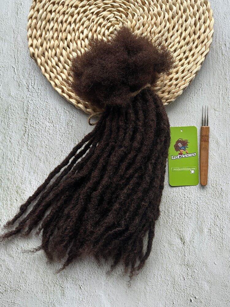 Coil Tips Anwi Textured Human Hair Loc Extensions-Color 2 Dark Brwon