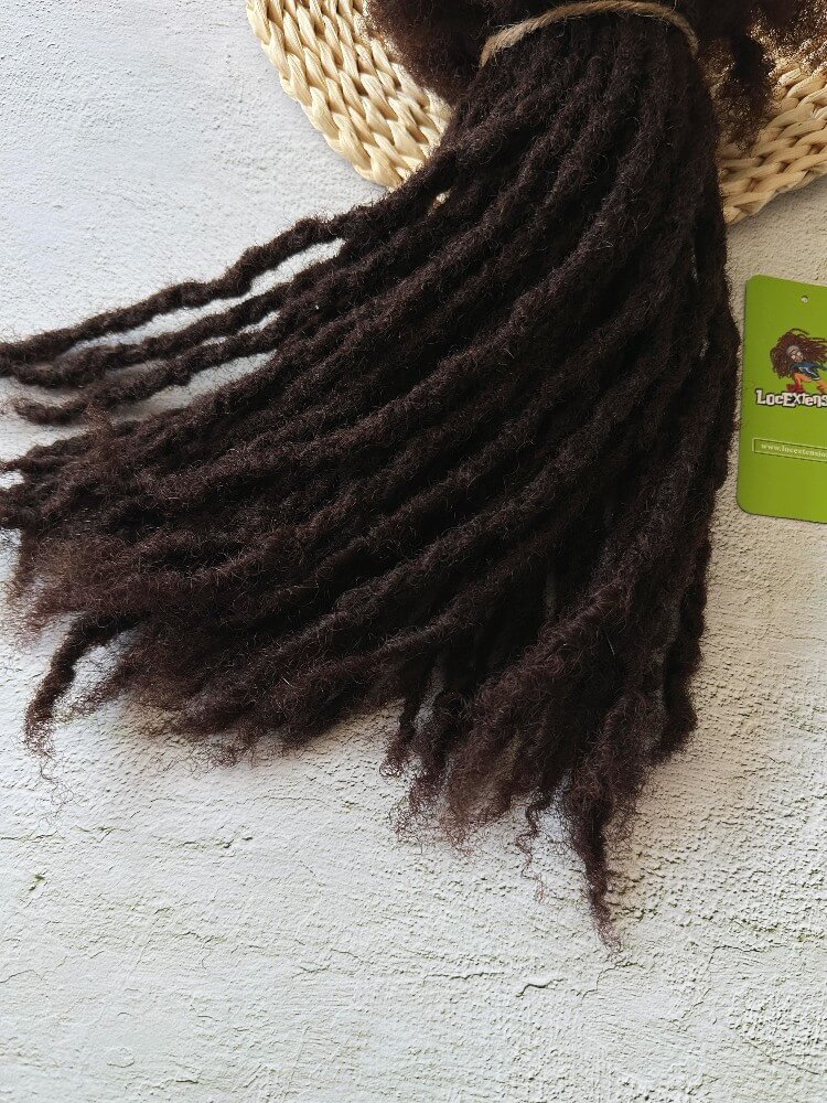 Coil Tips Anwi Textured Human Hair Loc Extensions-Color 2 Dark Brwon
