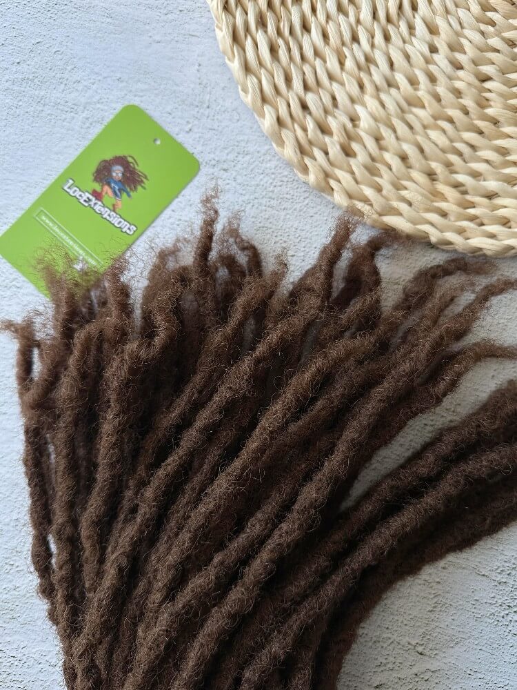 Coil Tips Anwi Textured Human Hair Loc Extensions-Color 4 Medium Brwon