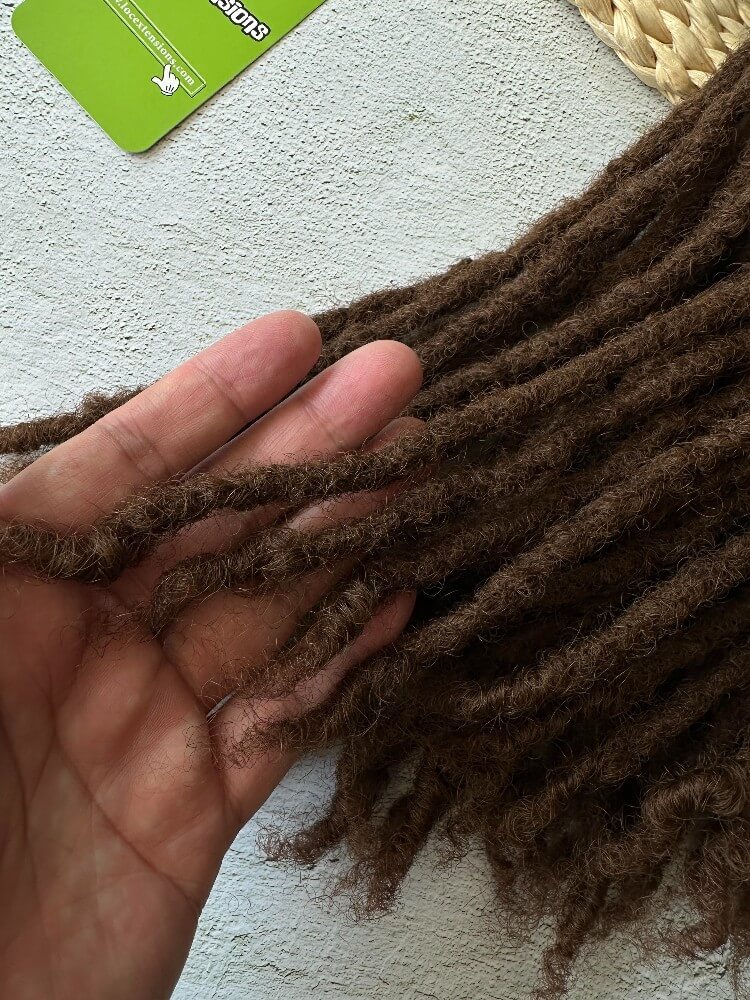 Coil Tips Anwi Textured Human Hair Loc Extensions-Color 4 Medium Brwon