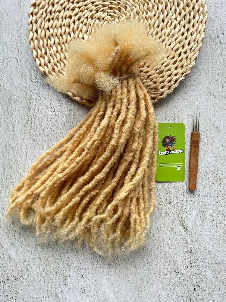 Coil Tips Anwi Textured Human Hair Loc Extensions-Color 613  Blonde