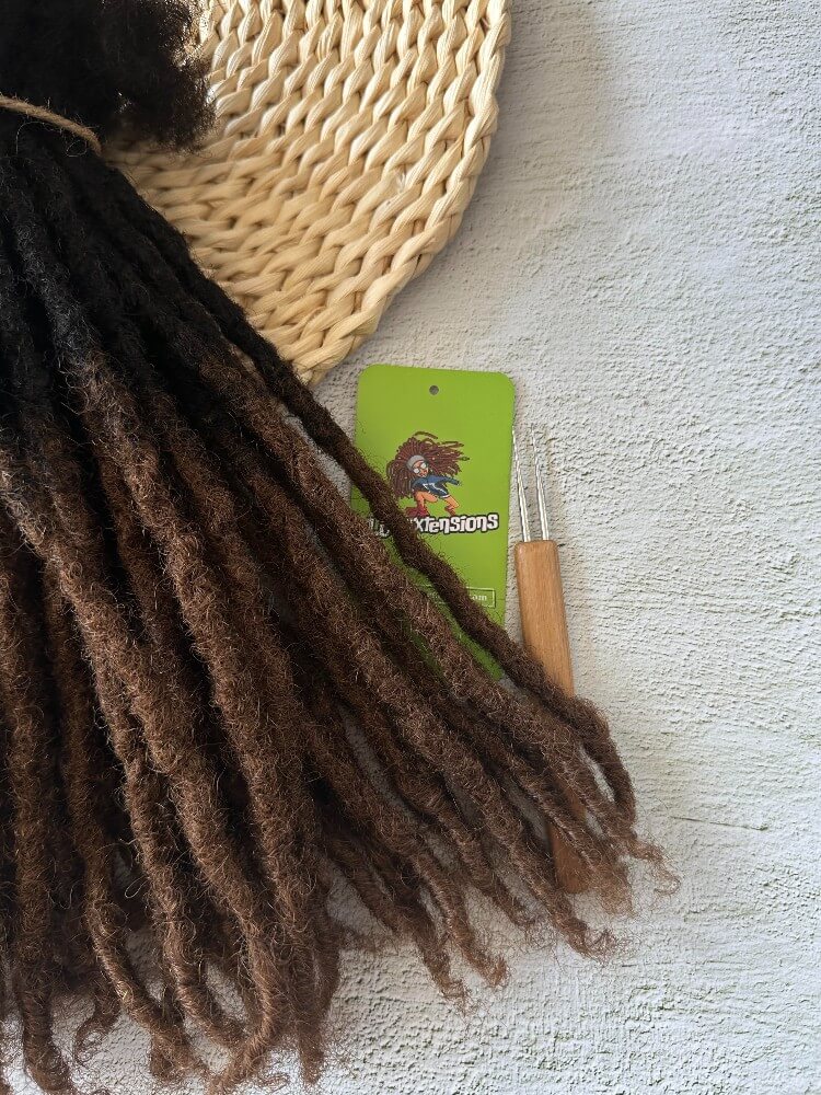 Coil Tips Anwi Textured Human Hair Loc Extensions-Ombre Color (T1B/4 medium brown tips)