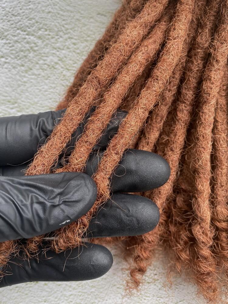 Color #30 Brown Human Hair Loc Extensions With Curly Ends