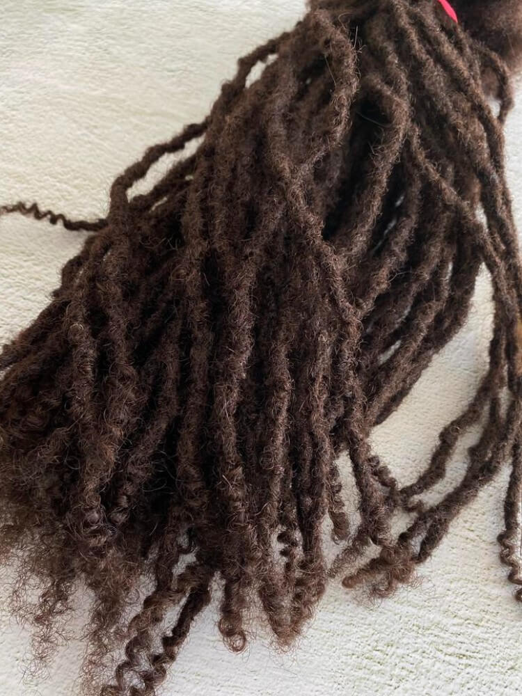 Curly Ends Anwi Textured Human Hair Loc Extensions - Color 2 Dark Brown &amp; Color 4 Medium Brown