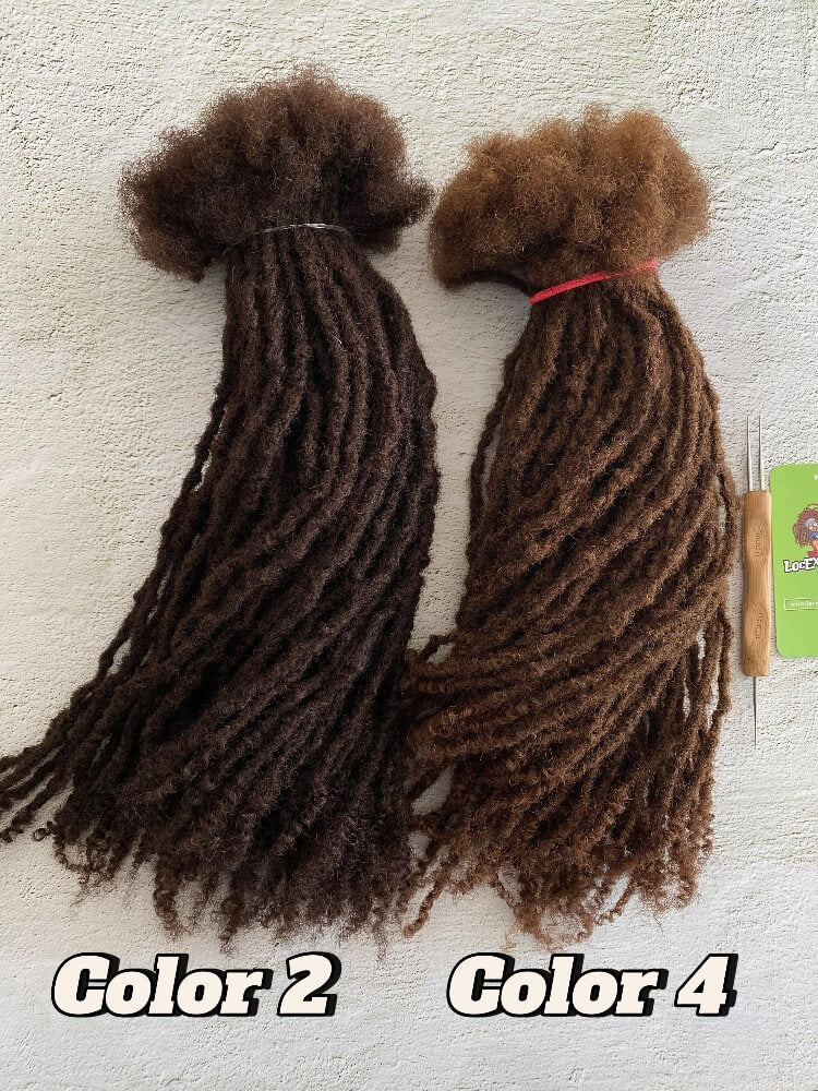 Curly Ends Anwi Textured Human Hair Loc Extensions - Color 2 Dark Brown &amp; Color 4 Medium Brown
