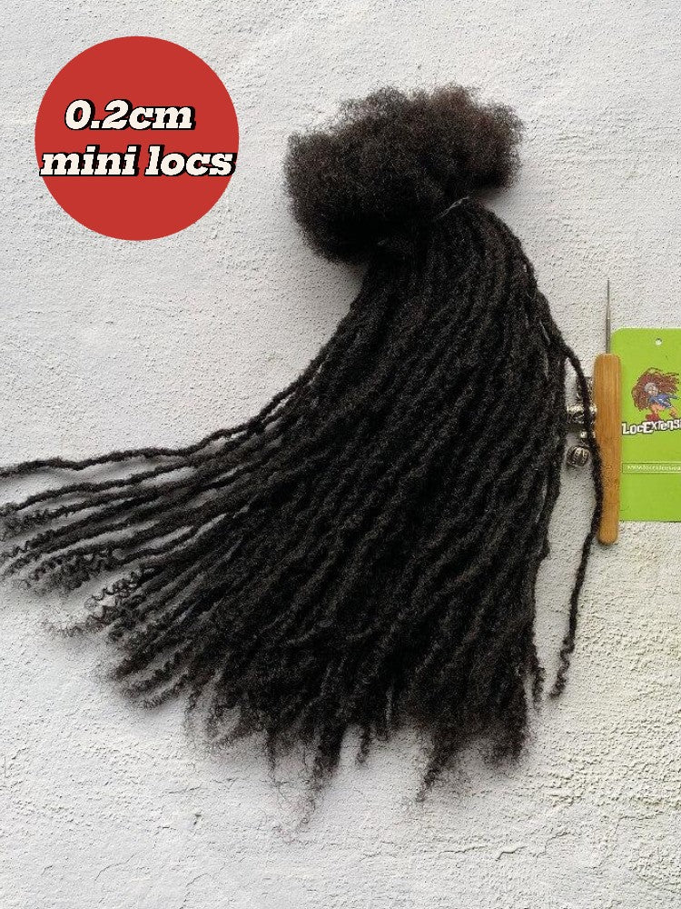 Curly Ends Micro Locs Made From 100% Human Hair Sizes 0.2cm-Anwi Mini Textured Locs-
