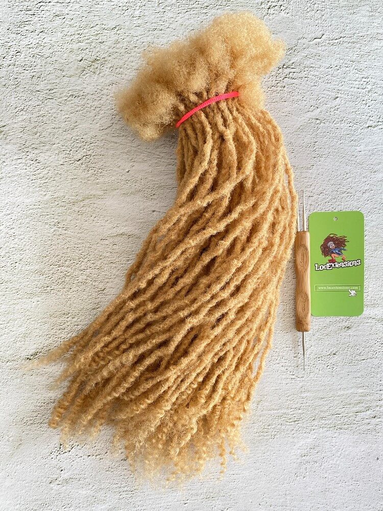 Curly Ends Textured Human Hair Loc Extensions-Color #27 Honey Blonde