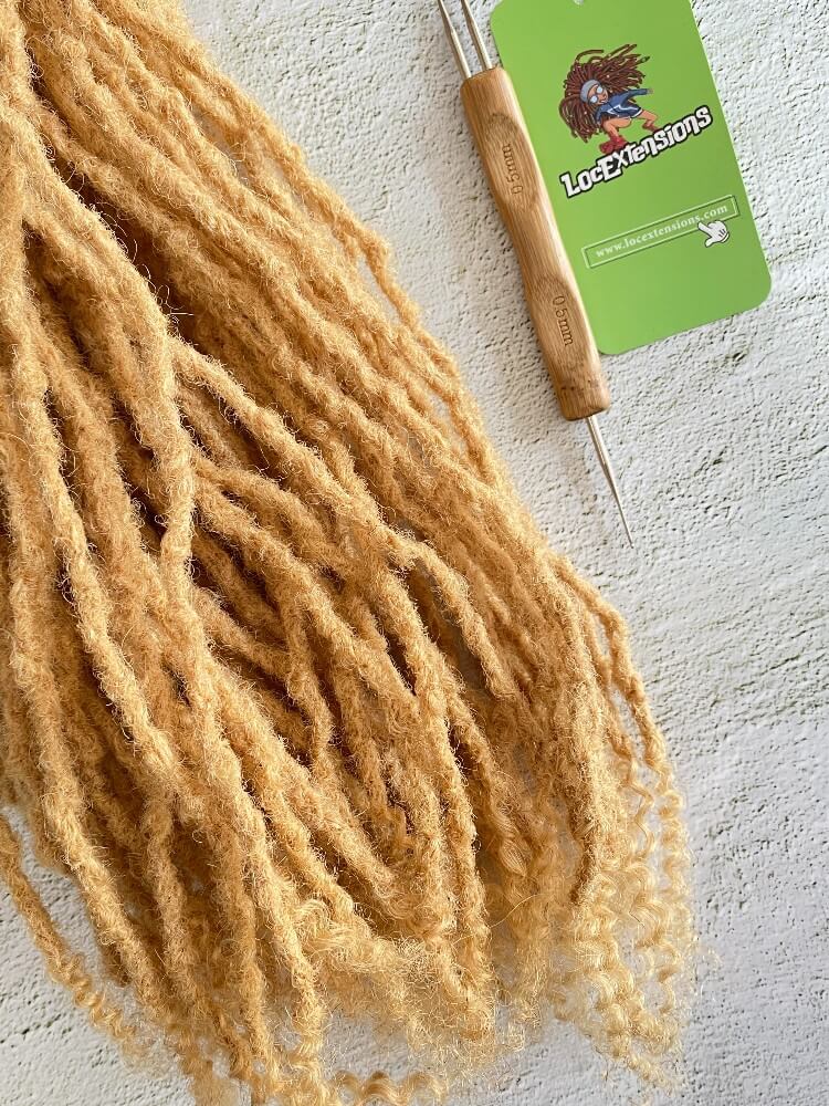 Curly Ends Textured Human Hair Loc Extensions-Color #27 Honey Blonde